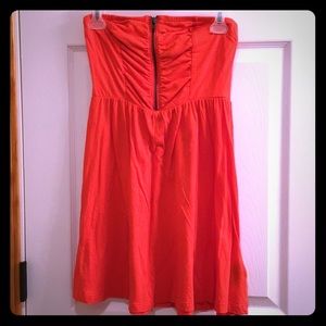Orange Strapless Summer Dress